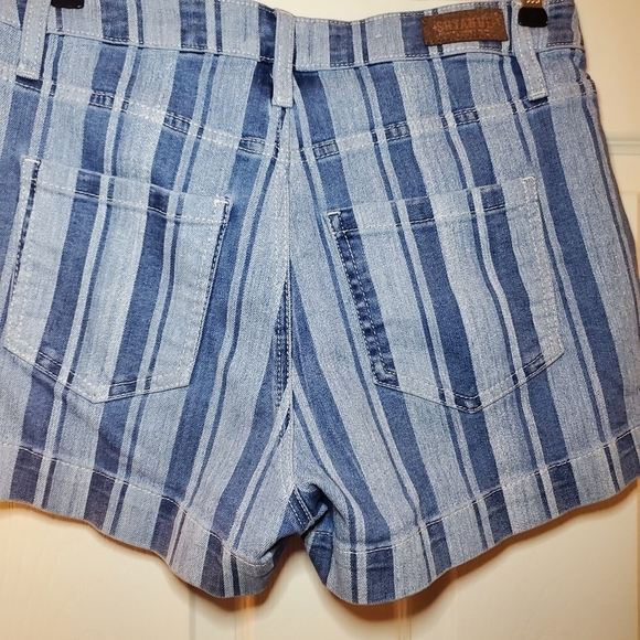 SHYANNE Woman’s Striped High Rise Denim Shorts Sz 32 - Picture 7 of 11